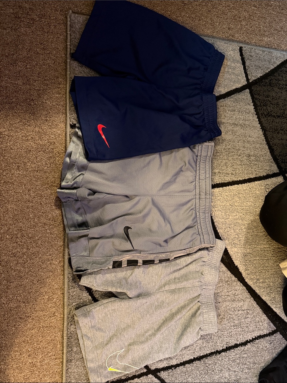 Nike Boys' Athletic Shorts Set - Navy, Gray, Light Gray with Accent Logos